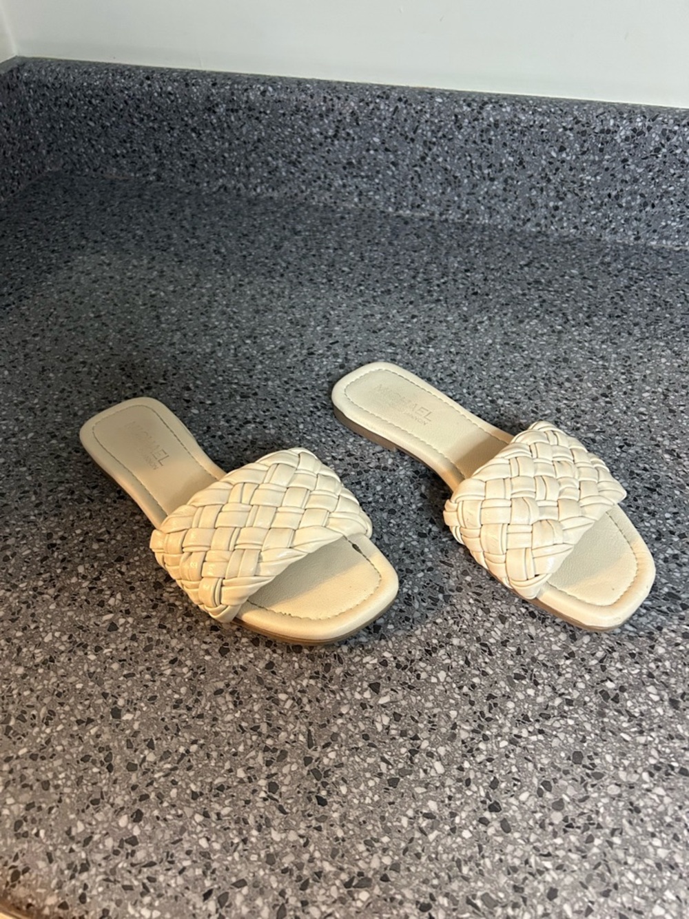 Michael Shannon Cream Woven Slide Mules